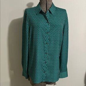 Jones New York Teal Penguin Button Down Shirt